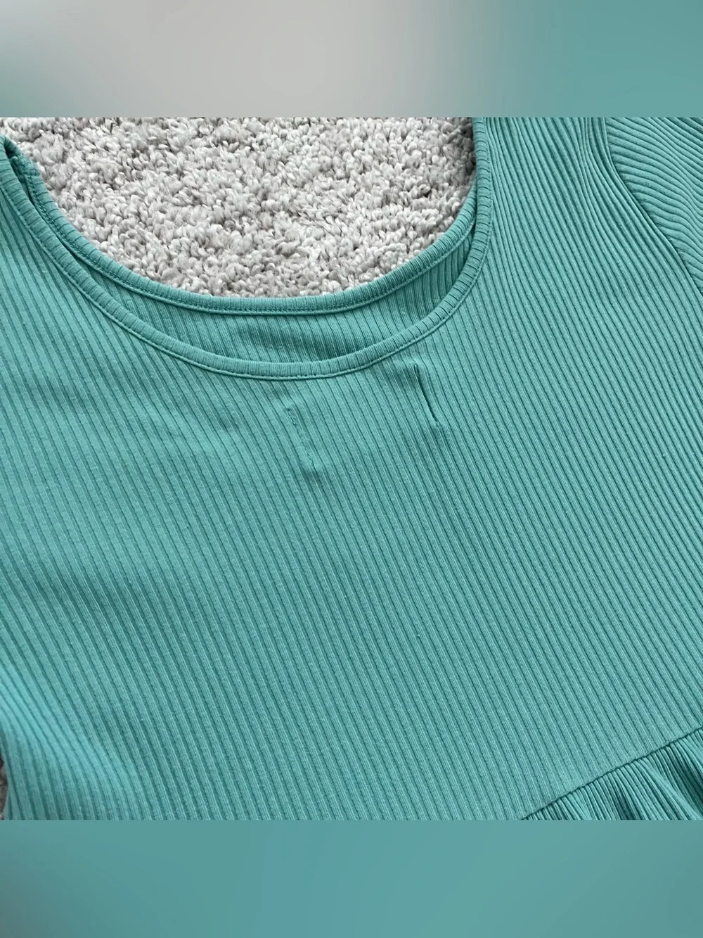 Old Navy Teal Ribbed Short-Sleeve A-Line Kids Dress